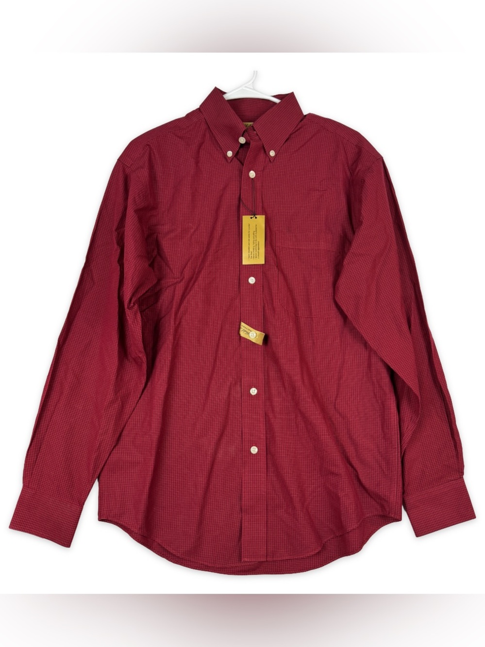 Roundtree Yorke Gold Label Non Iron Button Down Shirt Mens S Small Red Black NWT
